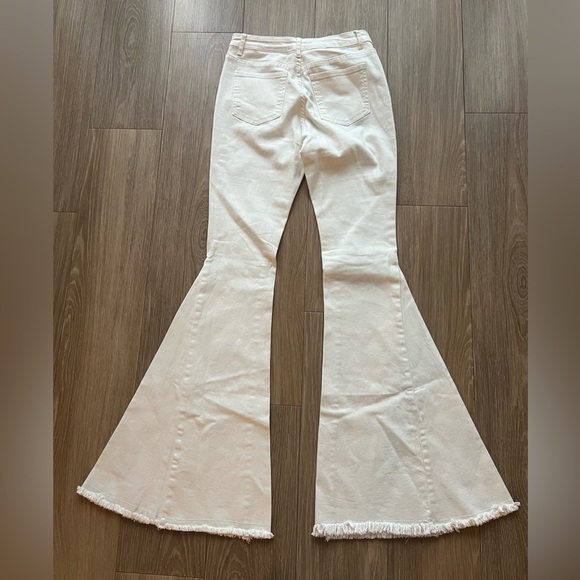 Altar'd State Denim - Altar'd State Cream Denim Pants Super Flare Size Small